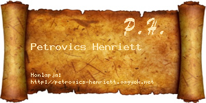 Petrovics Henriett névjegykártya